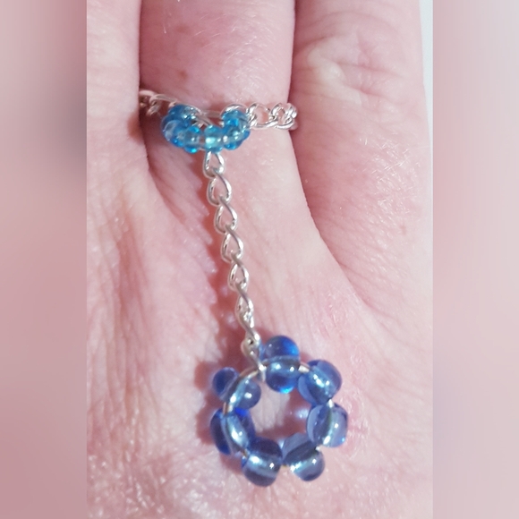 Blue Floatie Ring Dangling Handmade Jewelry NEW s9-10 - Picture 14 of 15